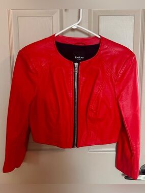 bebe Red Cropped Jacket